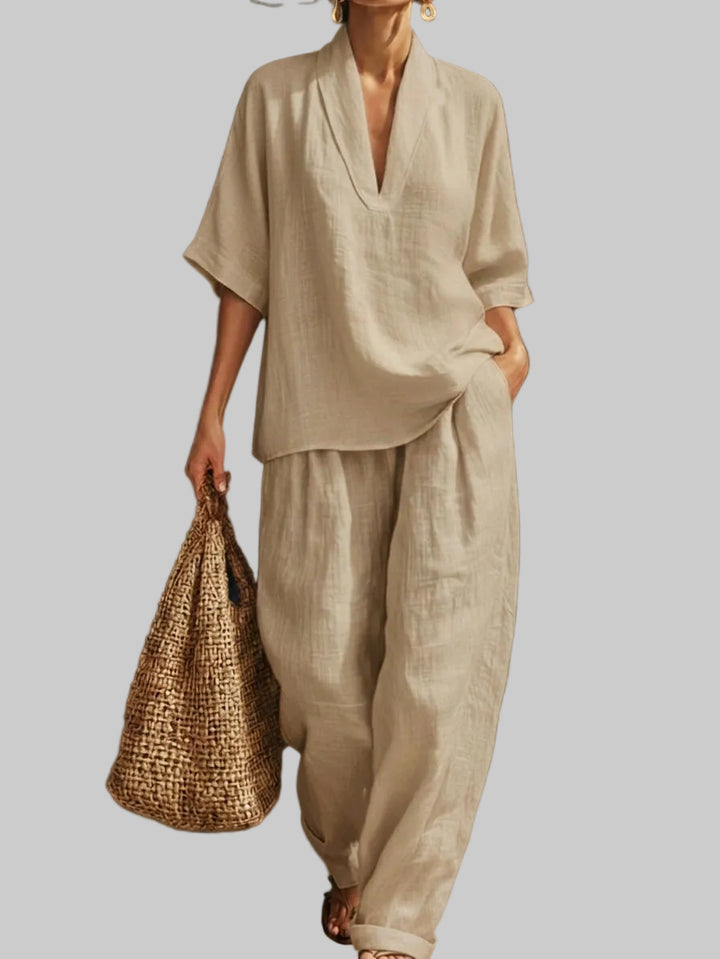 Casual And Cozy Minimalist Linen Two-piece Set
