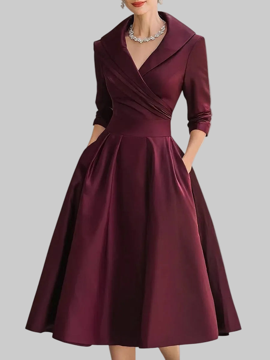 Tereza | Elegantní midi šaty s dlouhým rukávem