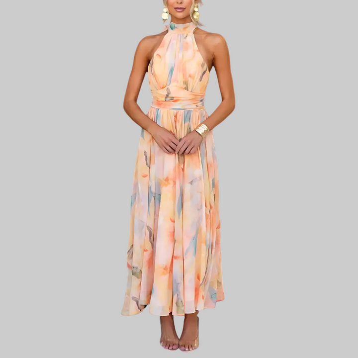Naomi | Elegantní maxi šaty s akvarelovým potiskem
