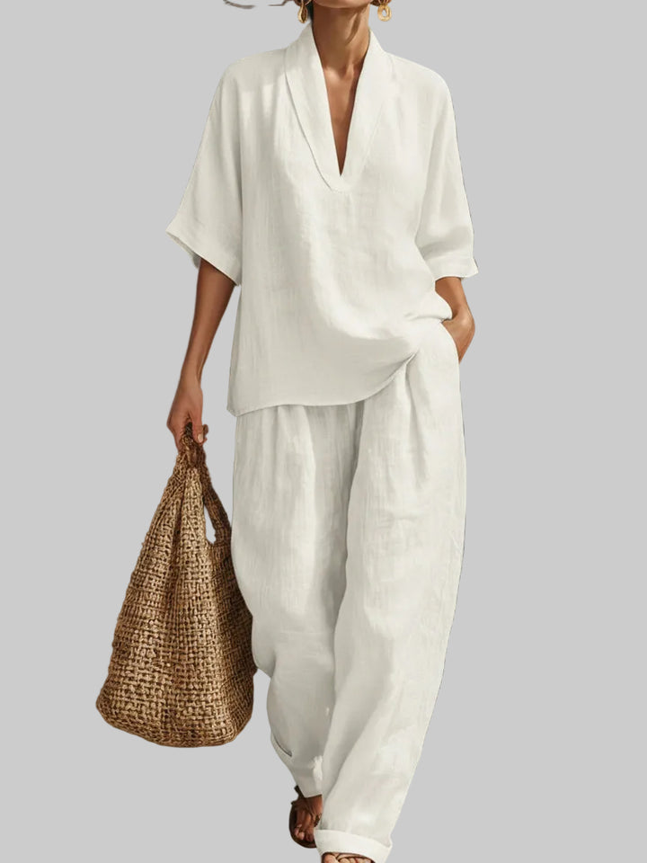 Casual And Cozy Minimalist Linen Two-piece Set
