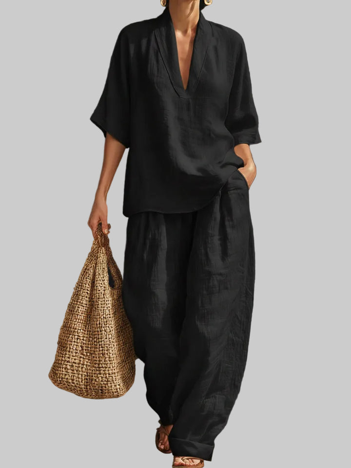 Casual And Cozy Minimalist Linen Two-piece Set