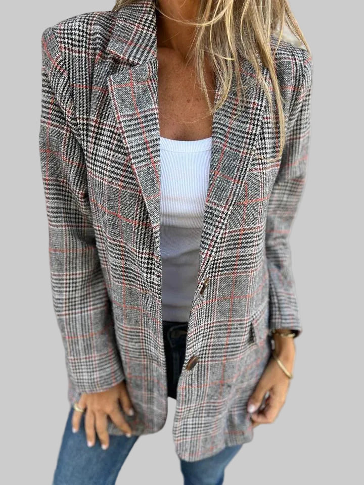 Casual Lapel Plaid Blazer