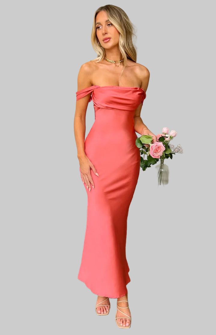 Rosalia | Saténové Off-Shoulder Šaty