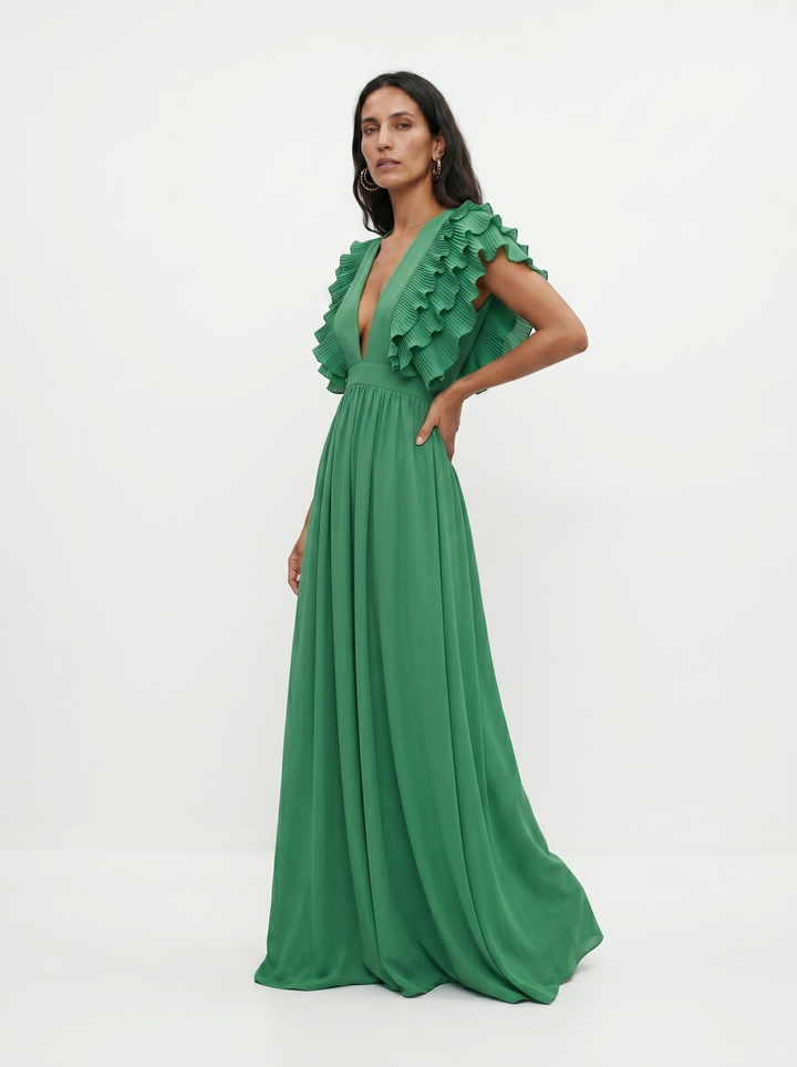 Teresa | Dlouhé elegantní šaty s výstřihem do V