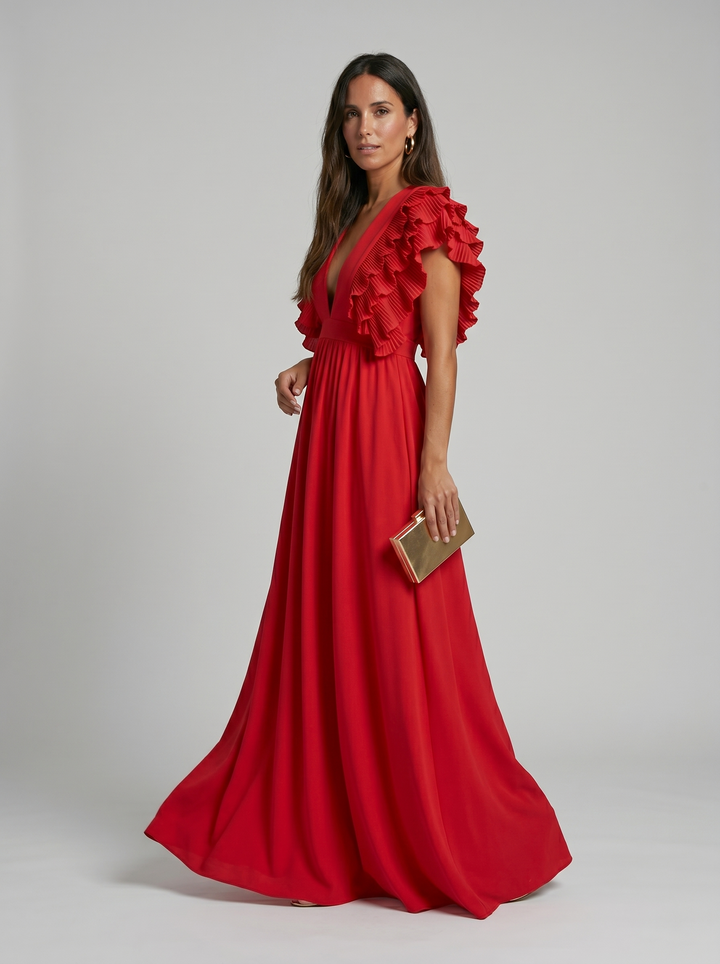 Teresa | Dlouhé elegantní šaty s výstřihem do V