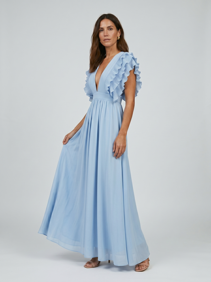 Teresa | Dlouhé elegantní šaty s výstřihem do V