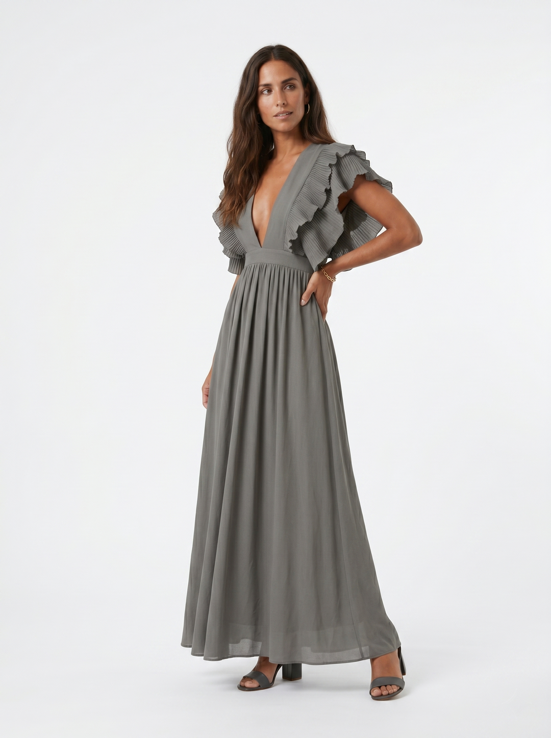 Teresa | Dlouhé elegantní šaty s výstřihem do V