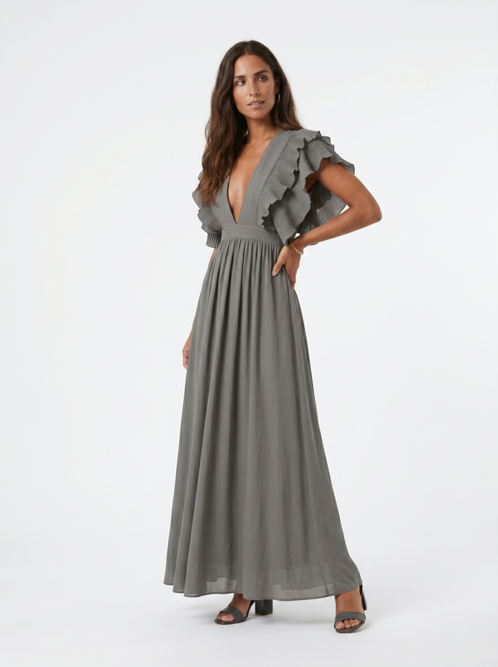 Teresa | Dlouhé elegantní šaty s výstřihem do V