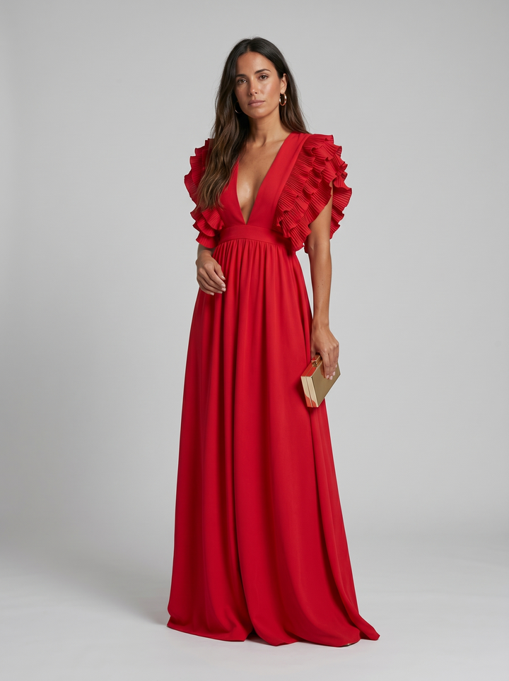 Teresa | Dlouhé elegantní šaty s výstřihem do V