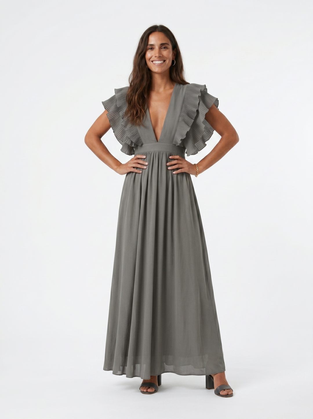 Teresa | Dlouhé elegantní šaty s výstřihem do V