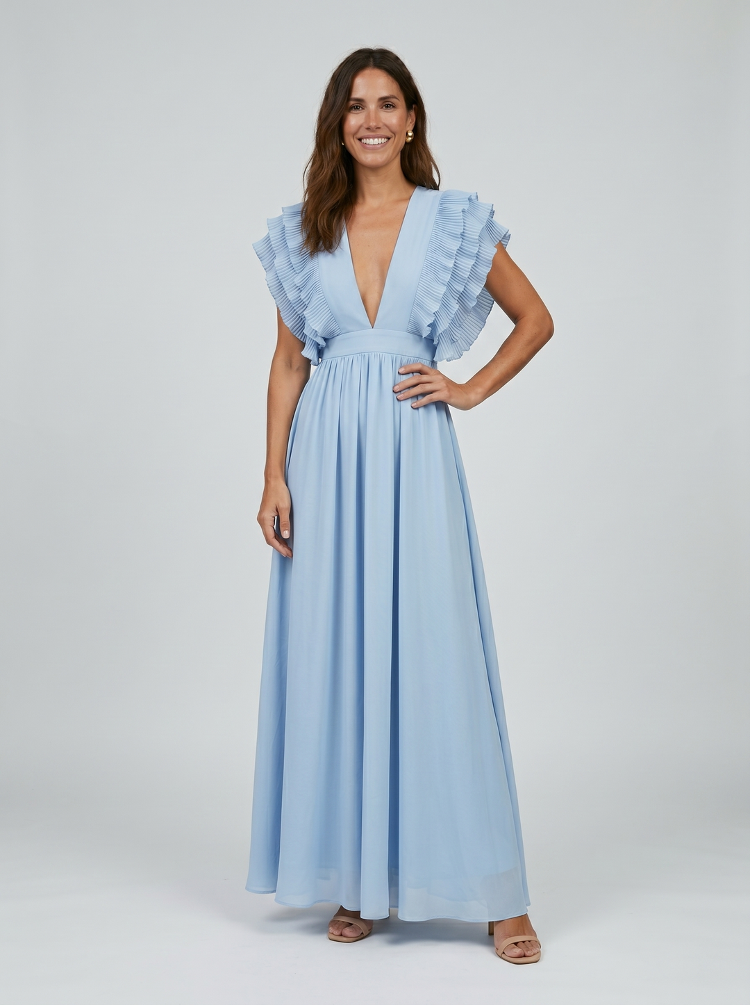 Teresa | Dlouhé elegantní šaty s výstřihem do V