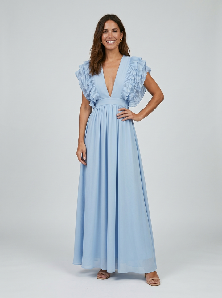 Teresa | Dlouhé elegantní šaty s výstřihem do V