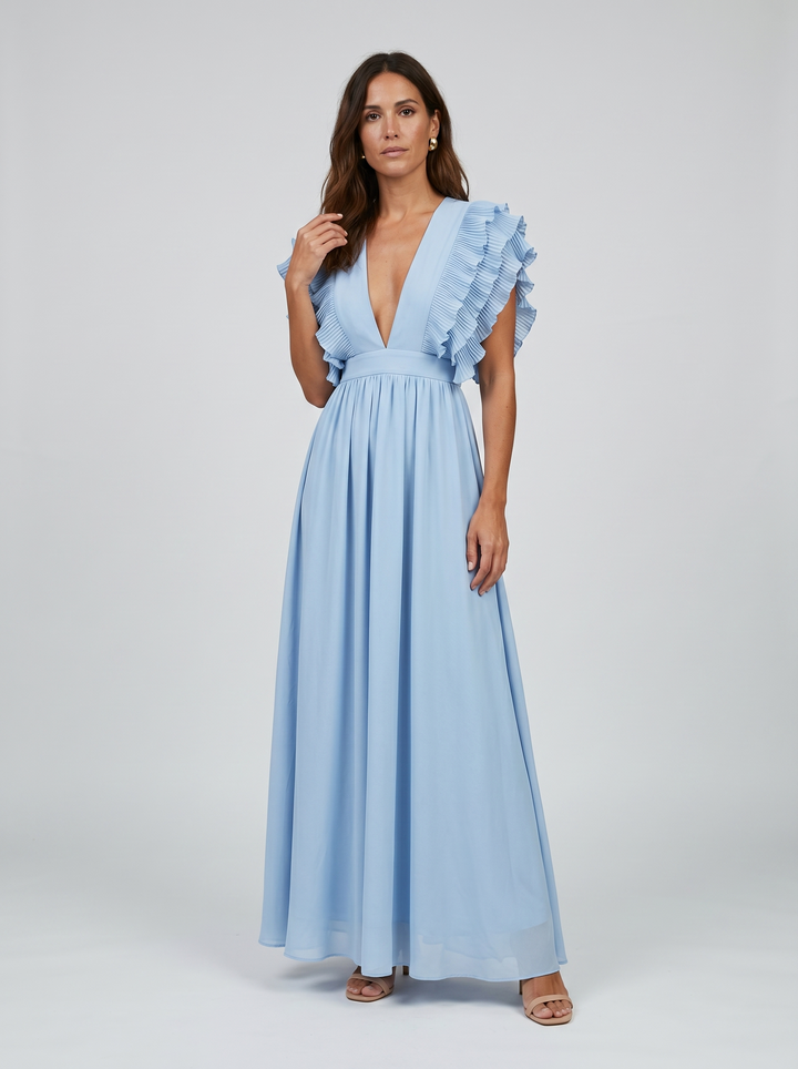 Teresa | Dlouhé elegantní šaty s výstřihem do V