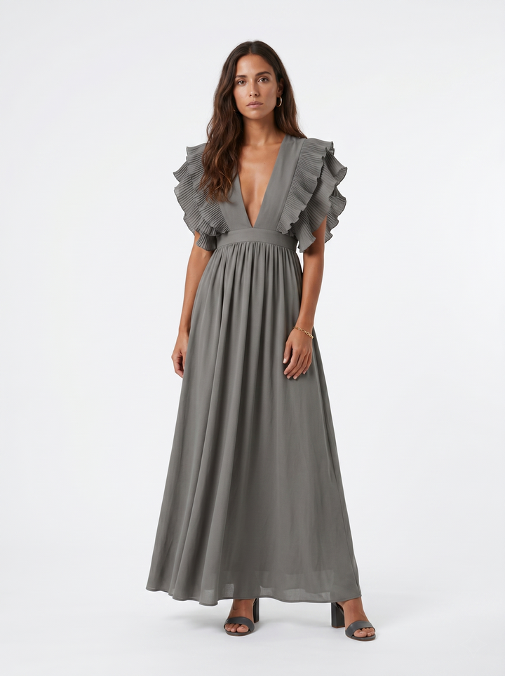 Teresa | Dlouhé elegantní šaty s výstřihem do V