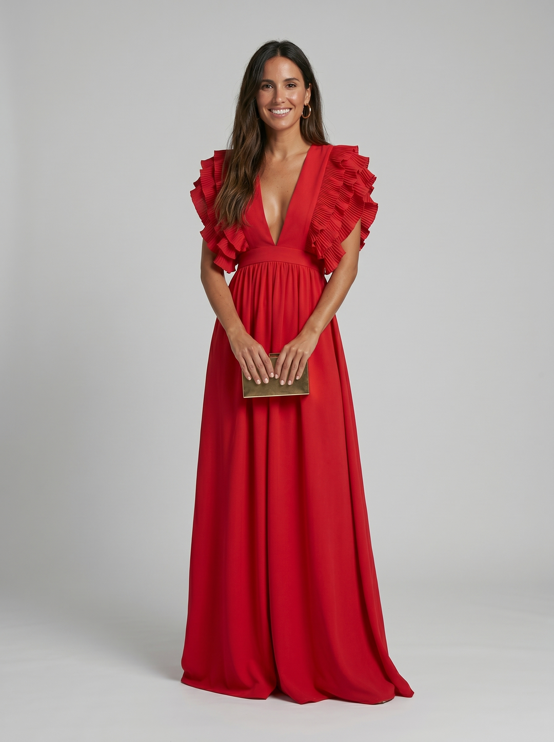 Teresa | Dlouhé elegantní šaty s výstřihem do V