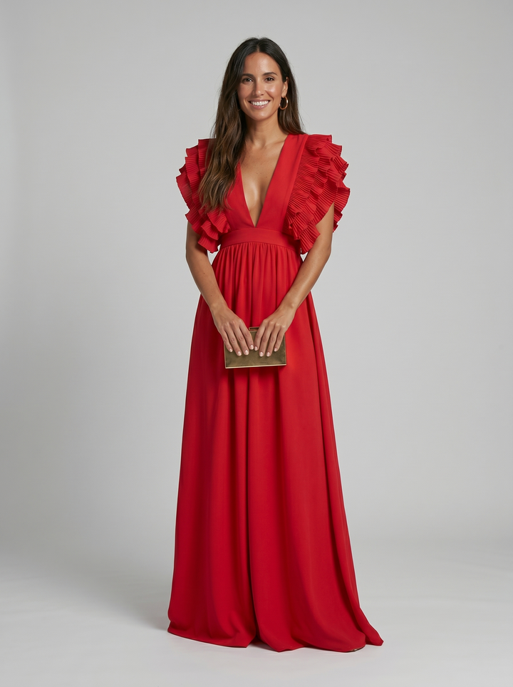 Teresa | Dlouhé elegantní šaty s výstřihem do V