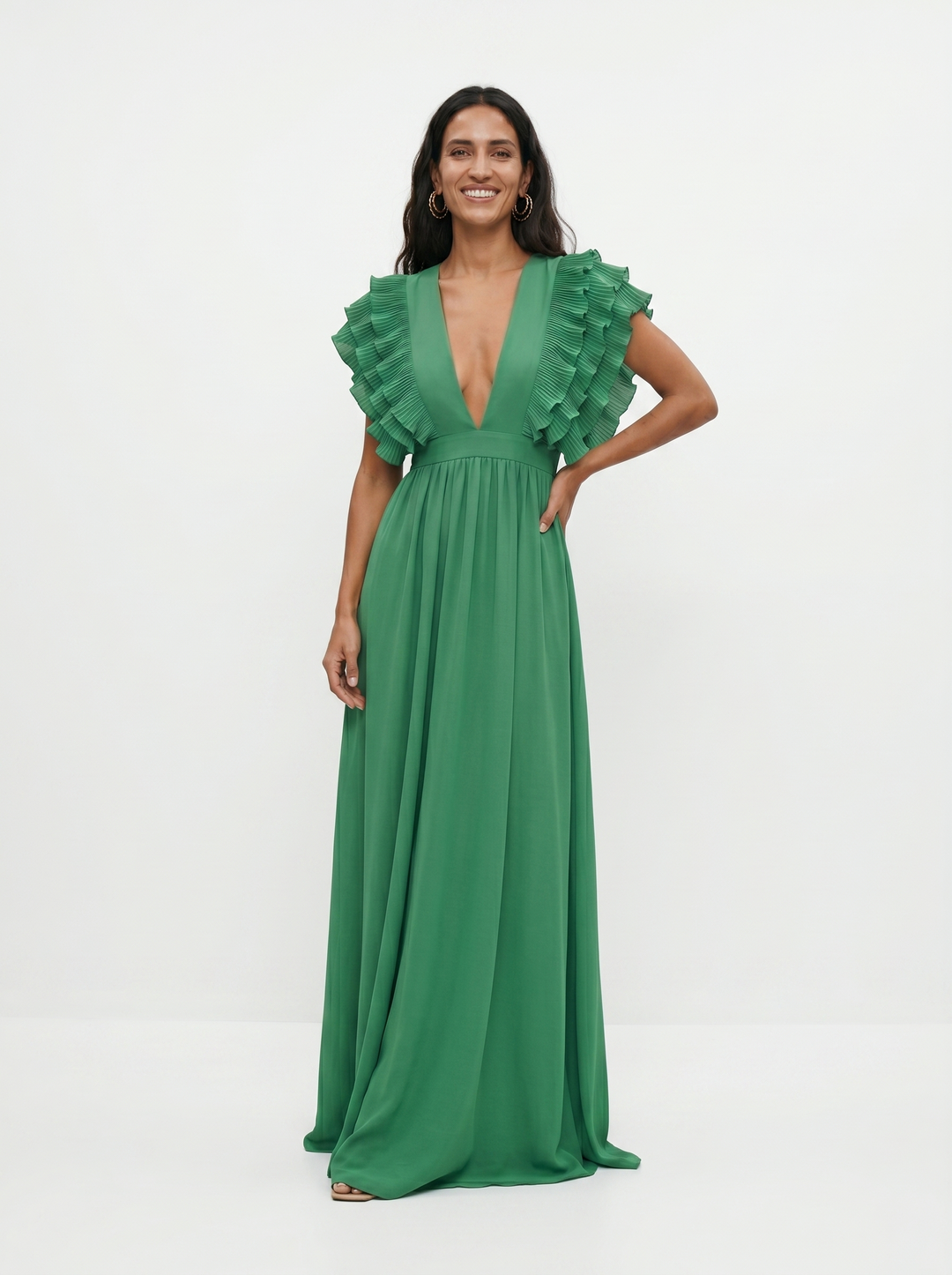 Teresa | Dlouhé elegantní šaty s výstřihem do V