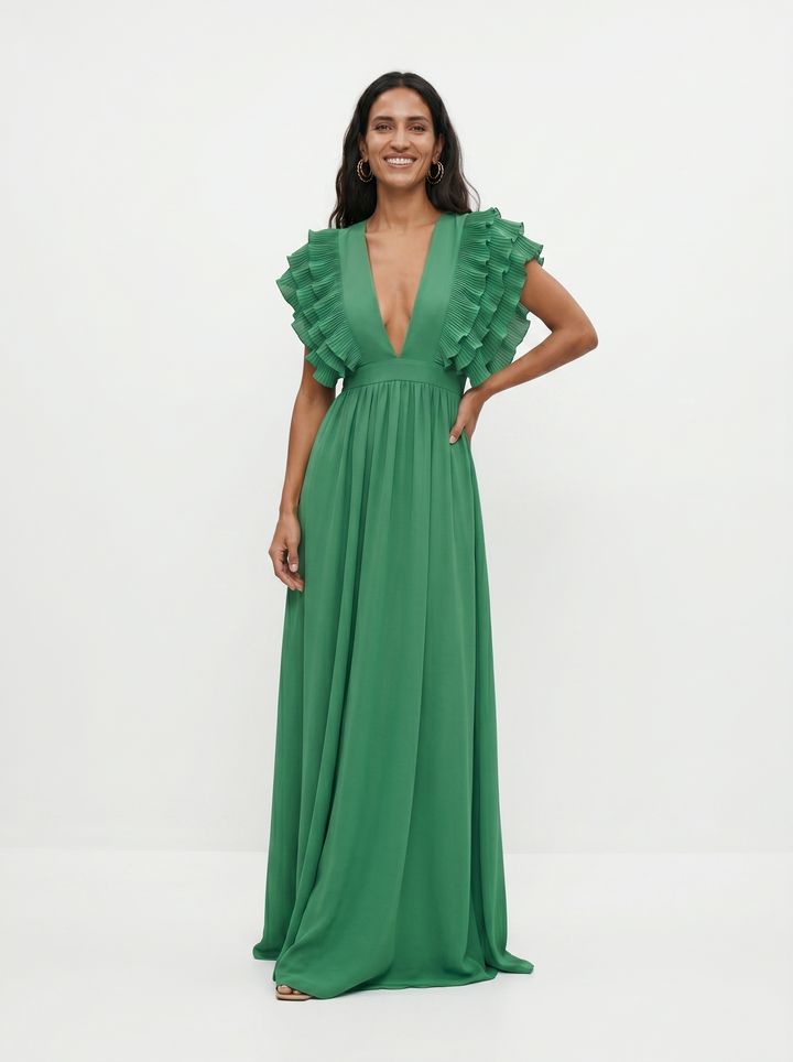 Teresa | Dlouhé elegantní šaty s výstřihem do V