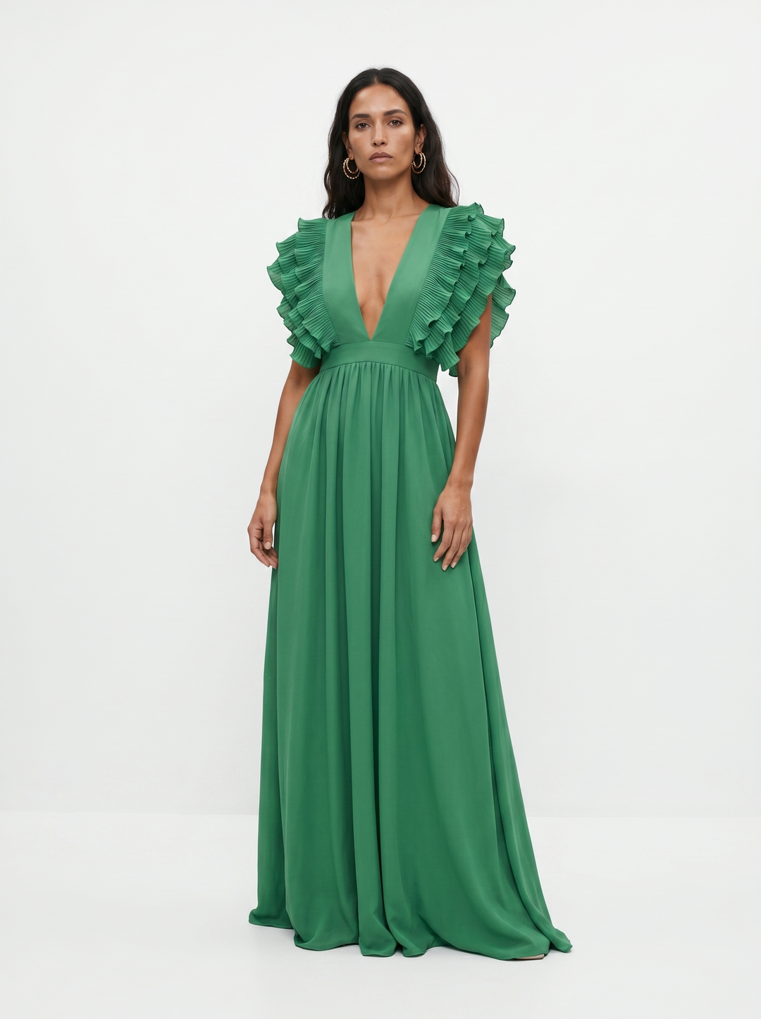 Teresa | Dlouhé elegantní šaty s výstřihem do V