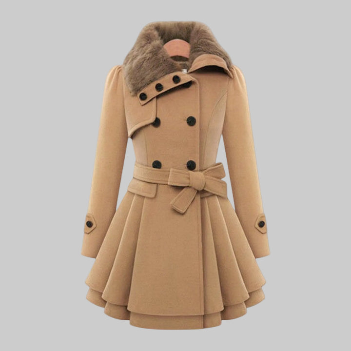 Emma - Elegantní kabát s límcem z umělé kožešiny