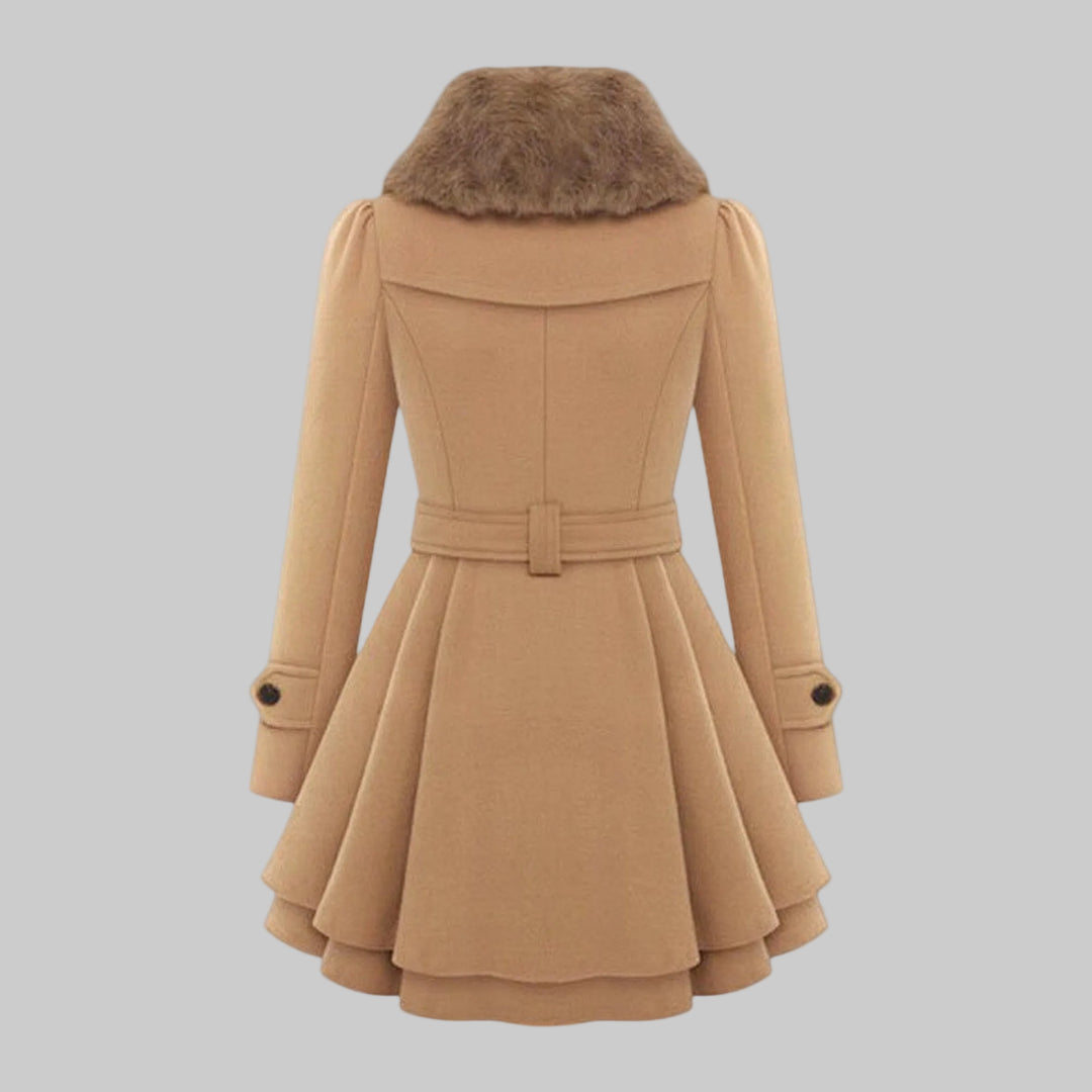 Emma - Elegantní kabát s límcem z umělé kožešiny