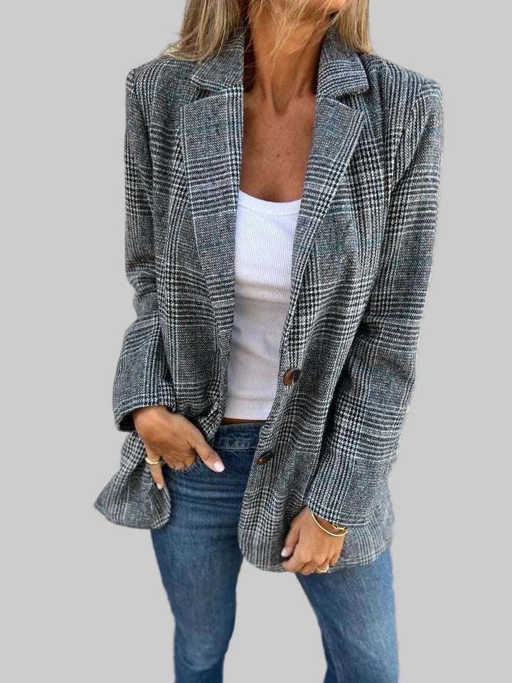 Casual Lapel Plaid Blazer