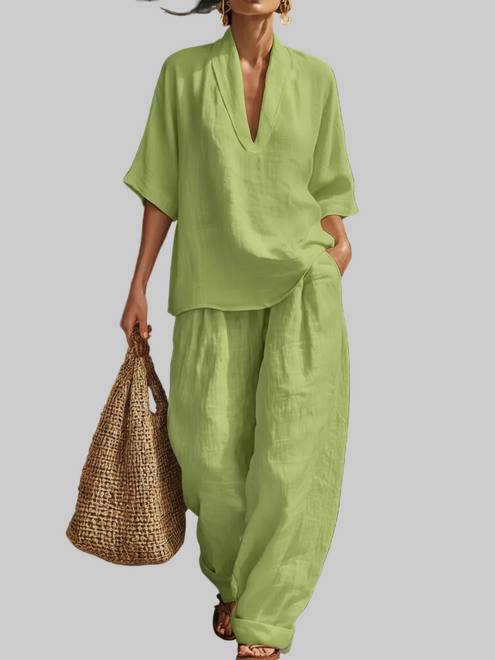 Casual And Cozy Minimalist Linen Two-piece Set