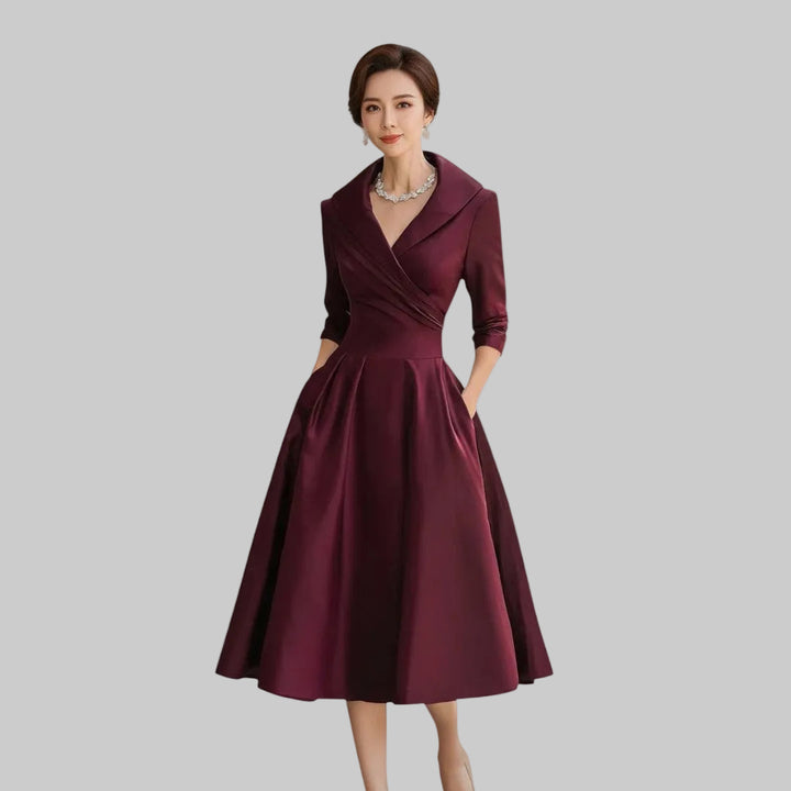 Tereza | Elegantní midi šaty s dlouhým rukávem